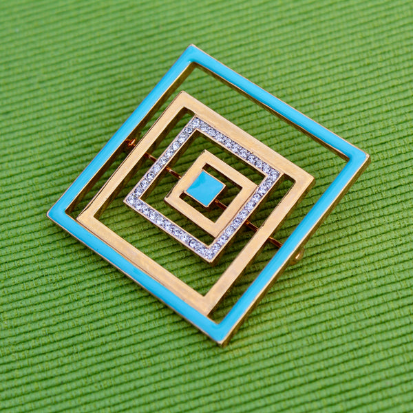 Ciro Square Enamel Brooch
