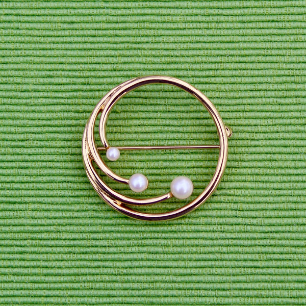 Monet Triple Pearl Ring Brooch