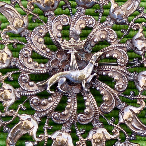 Open Work Stoat Ermine Crown Brooch