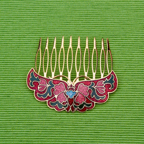 Cloisonné Butterfly Hair Comb