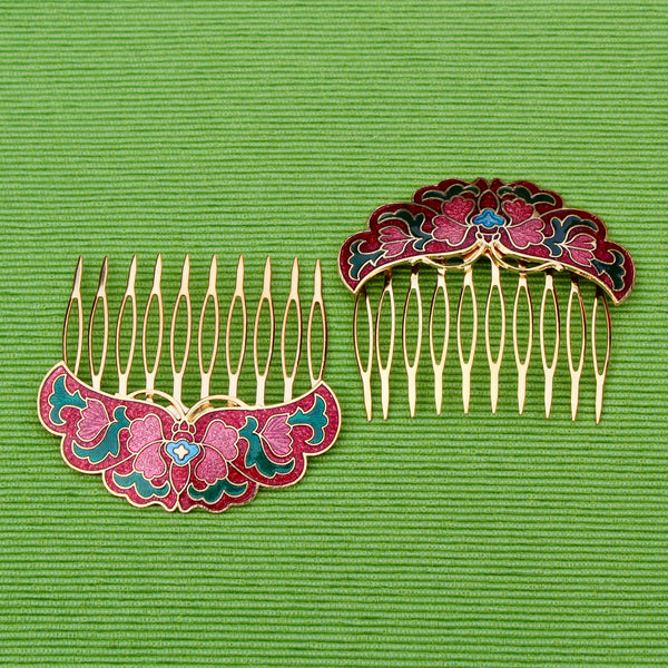 Cloisonné Butterfly Hair Comb