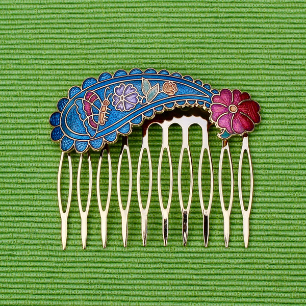 Cloisonné Paisley Hair Comb