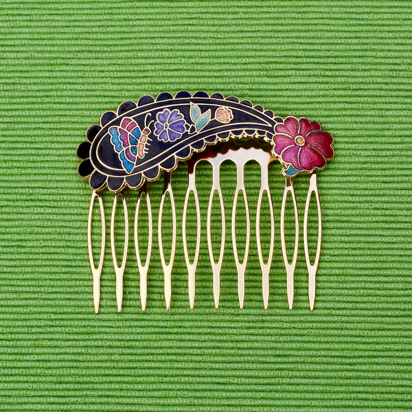 Cloisonné Paisley Hair Comb