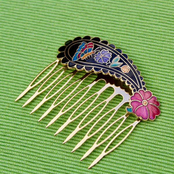 Cloisonné Paisley Hair Comb