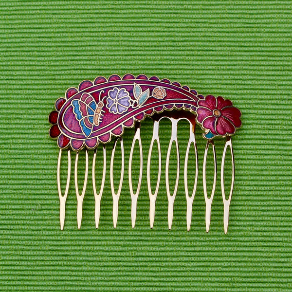 Cloisonné Paisley Hair Comb