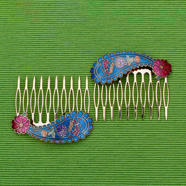 Cloisonné Paisley Hair Comb