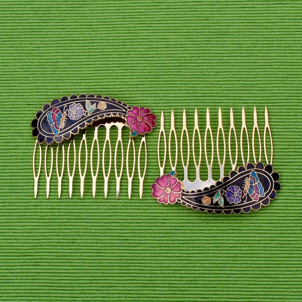 Cloisonné Paisley Hair Comb