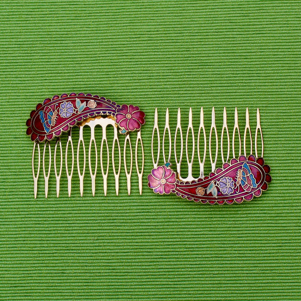 Cloisonné Paisley Hair Comb