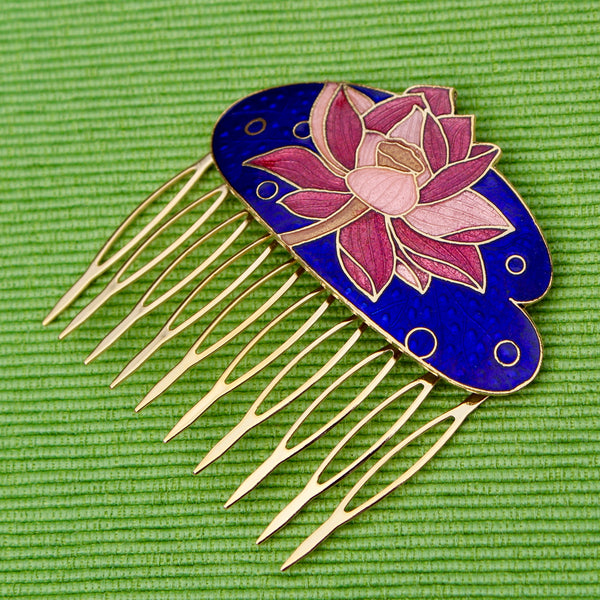 Cloisonné Lily Pad Hair Comb