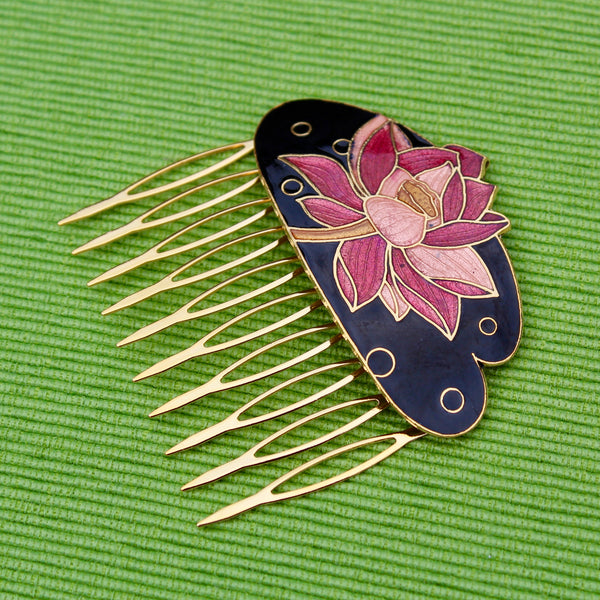 Cloisonné Lily Pad Hair Comb