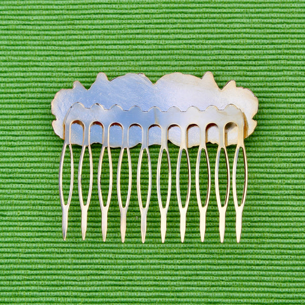 Cloisonné Two Butterflies and One Rose Hair Comb