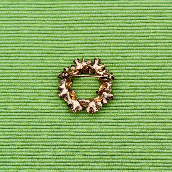 Blue Antique Gold Wreath Brooch