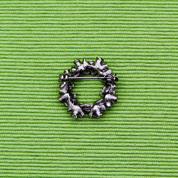 Silver Purple Wreath Brooch