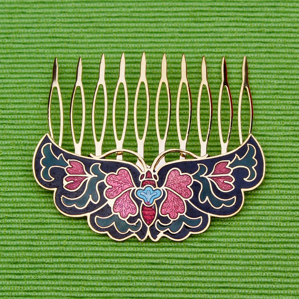 Cloisonné Butterfly Hair Comb
