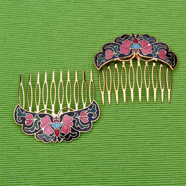 Cloisonné Butterfly Hair Comb