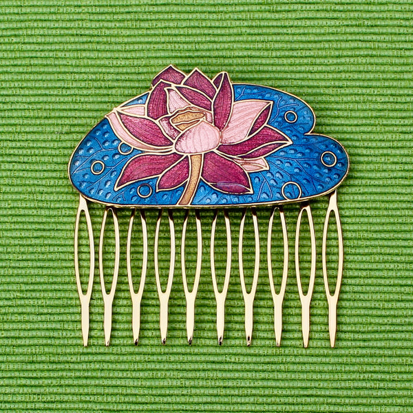 Cloisonné Lily Pad Hair Comb