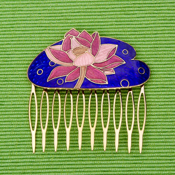 Cloisonné Lily Pad Hair Comb