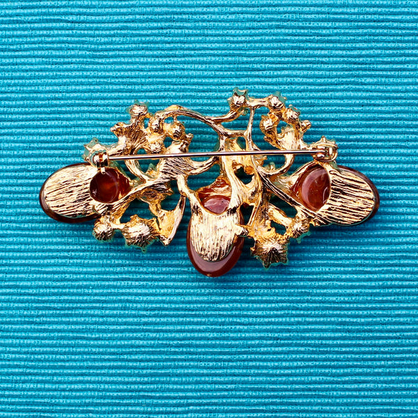 Brown and Gold Acorn Brooch