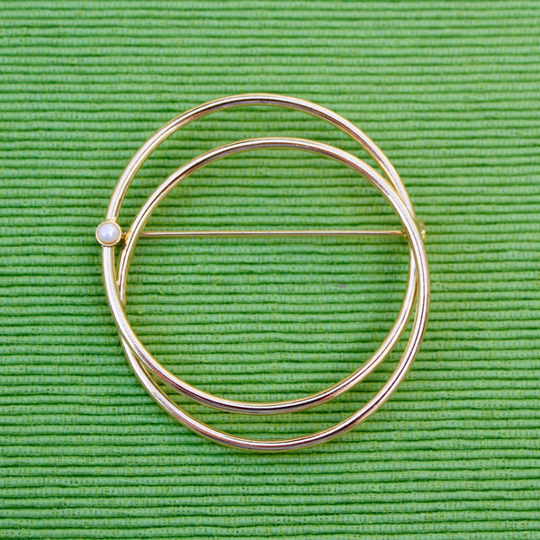 70s Spiral Brooch with Pearl