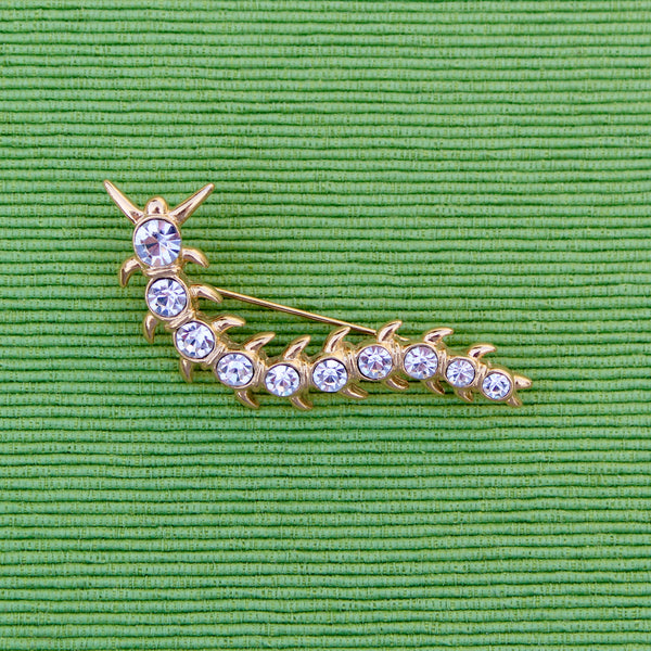 Centipede Insect Brooch with Rhinestones