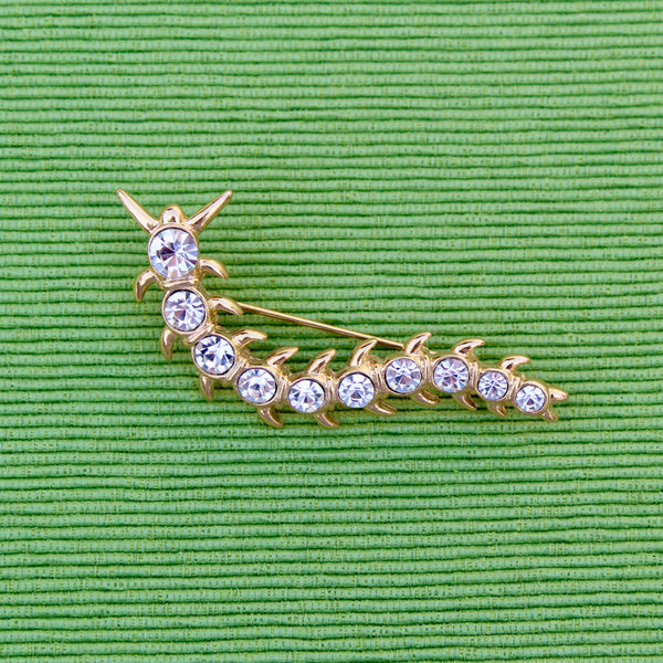 Centipede Insect Brooch with Rhinestones