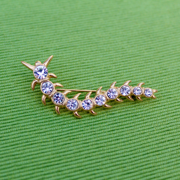 Centipede Insect Brooch with Rhinestones