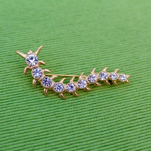 Centipede Insect Brooch with Rhinestones
