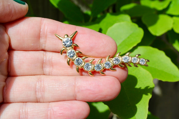 Centipede Insect Brooch with Rhinestones