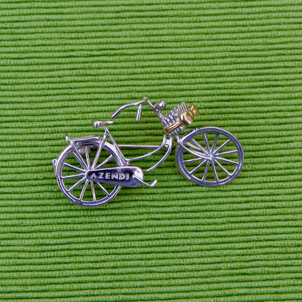 Silver Azendi Bicycle Brooch