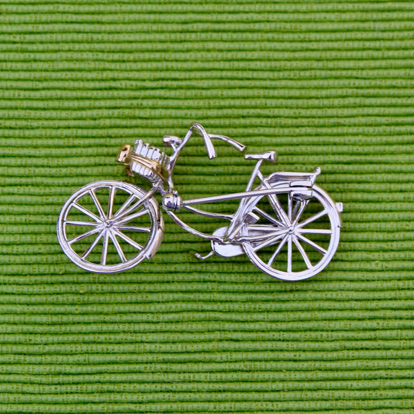 Silver Azendi Bicycle Brooch