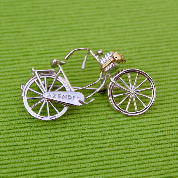 Silver Azendi Bicycle Brooch