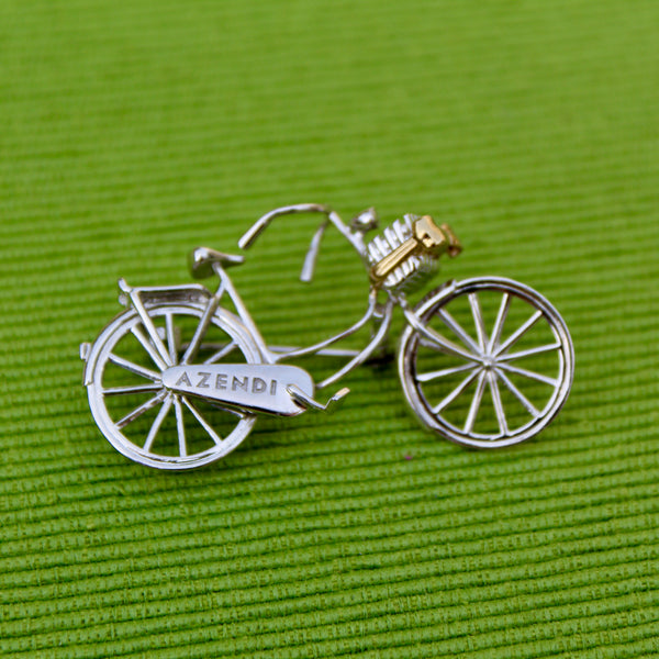 Silver Azendi Bicycle Brooch