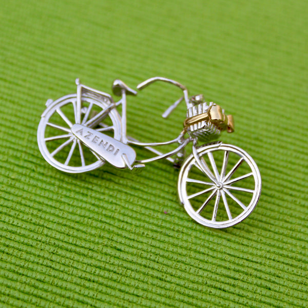 Silver Azendi Bicycle Brooch