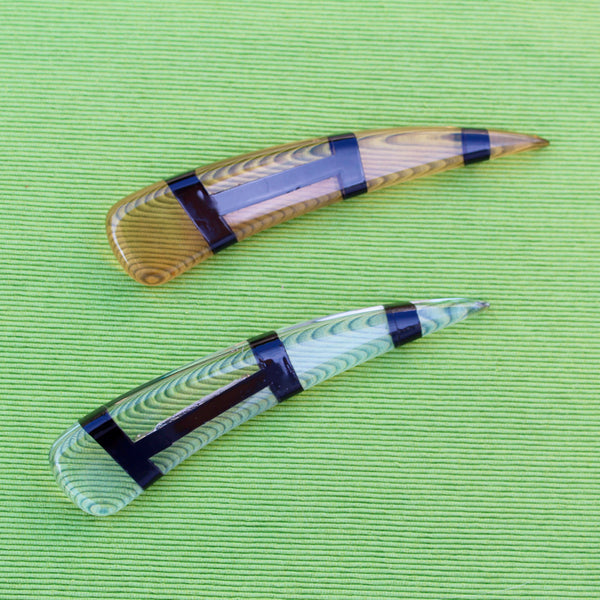 80s Lucite Striped Brooch
