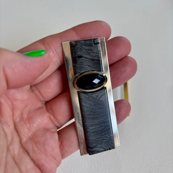 80s Faux Art Deco Style Brooches