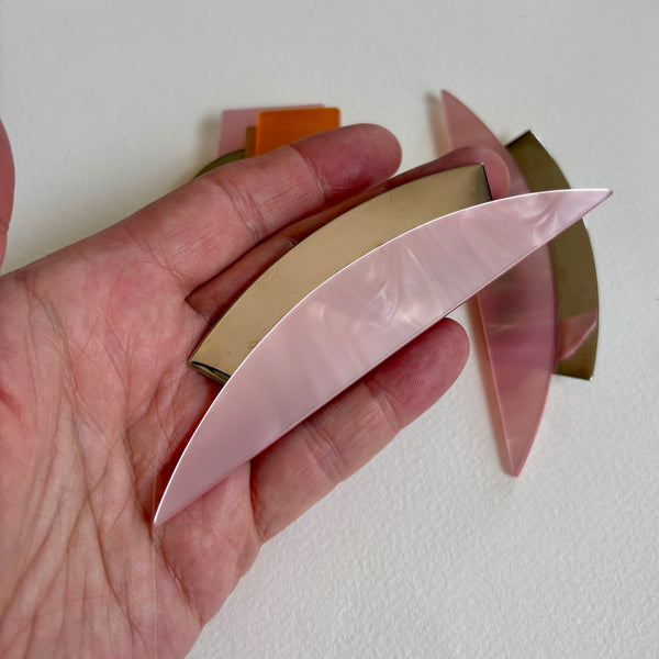 80s Pink Art Deco Style Brooches
