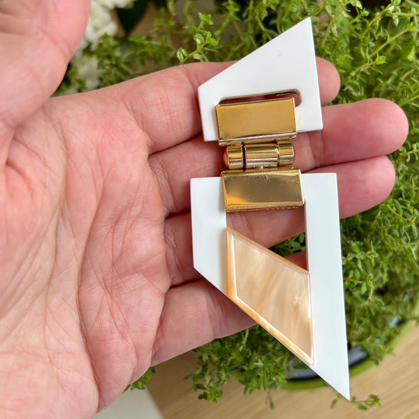 80s Hinged White and Pastel Brooches