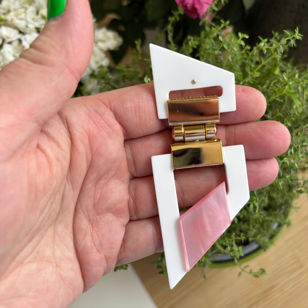 80s Hinged White and Pastel Brooches