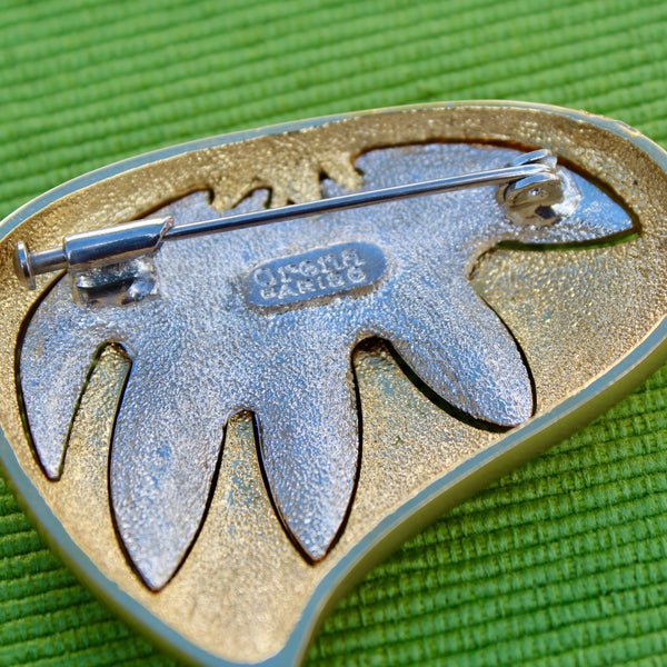 Orena Paris Leaf Brooch in Gold and Silver