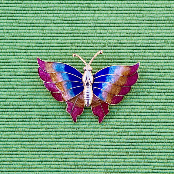 Cloisonné Enamel Butterfly Rainbow Brooch