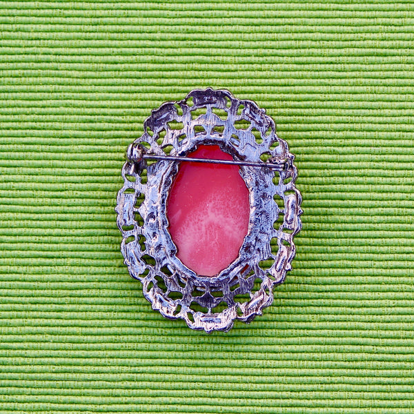 Framed Cameo Silver Brooch