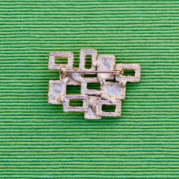Gold Abstract Rectangles Brooch