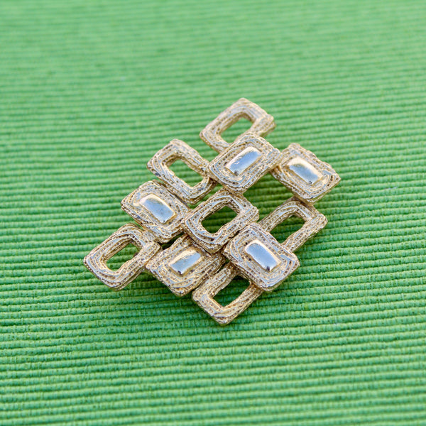 Gold Abstract Rectangles Brooch
