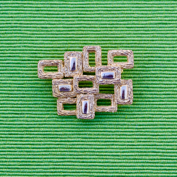 Gold Abstract Rectangles Brooch