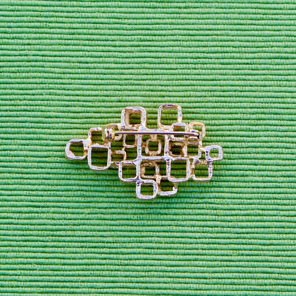 Gold Abstract Floating Squares Brooch
