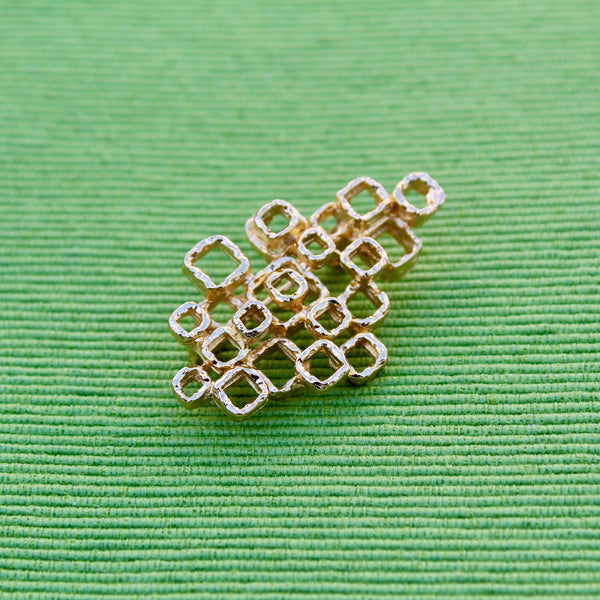 Gold Abstract Floating Squares Brooch