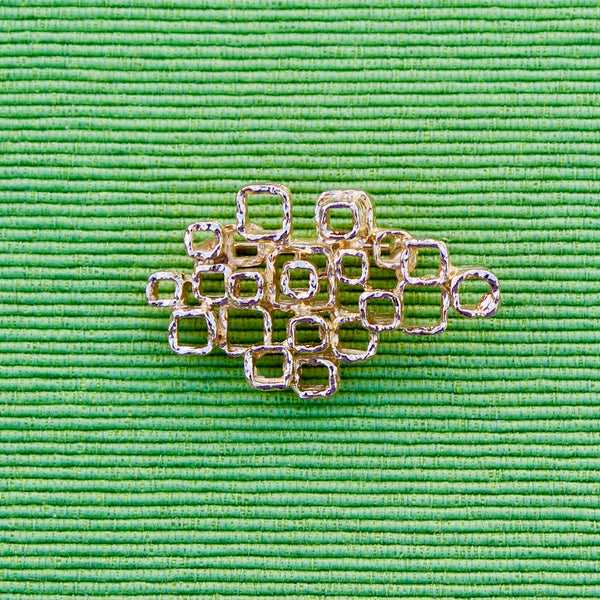 Gold Abstract Floating Squares Brooch
