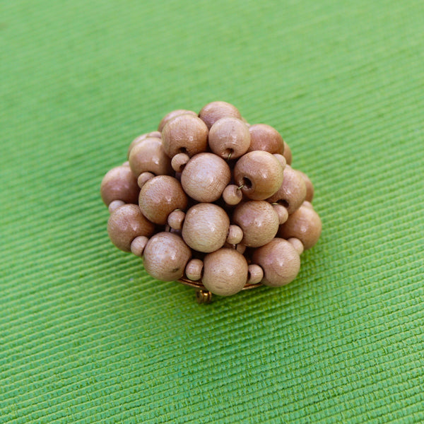 Wooden Berry Bead Brooch