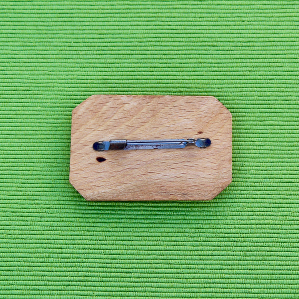 Wooden Lakeside Village Brooch