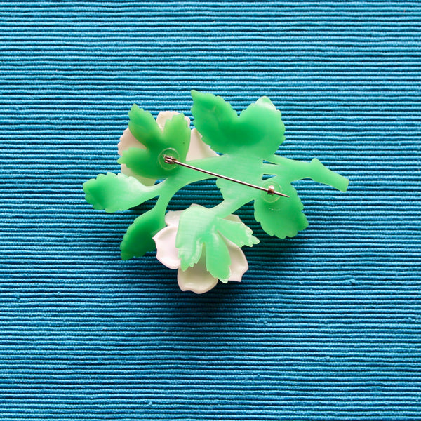 1950s Plastic Flower and Butterfly Brooch